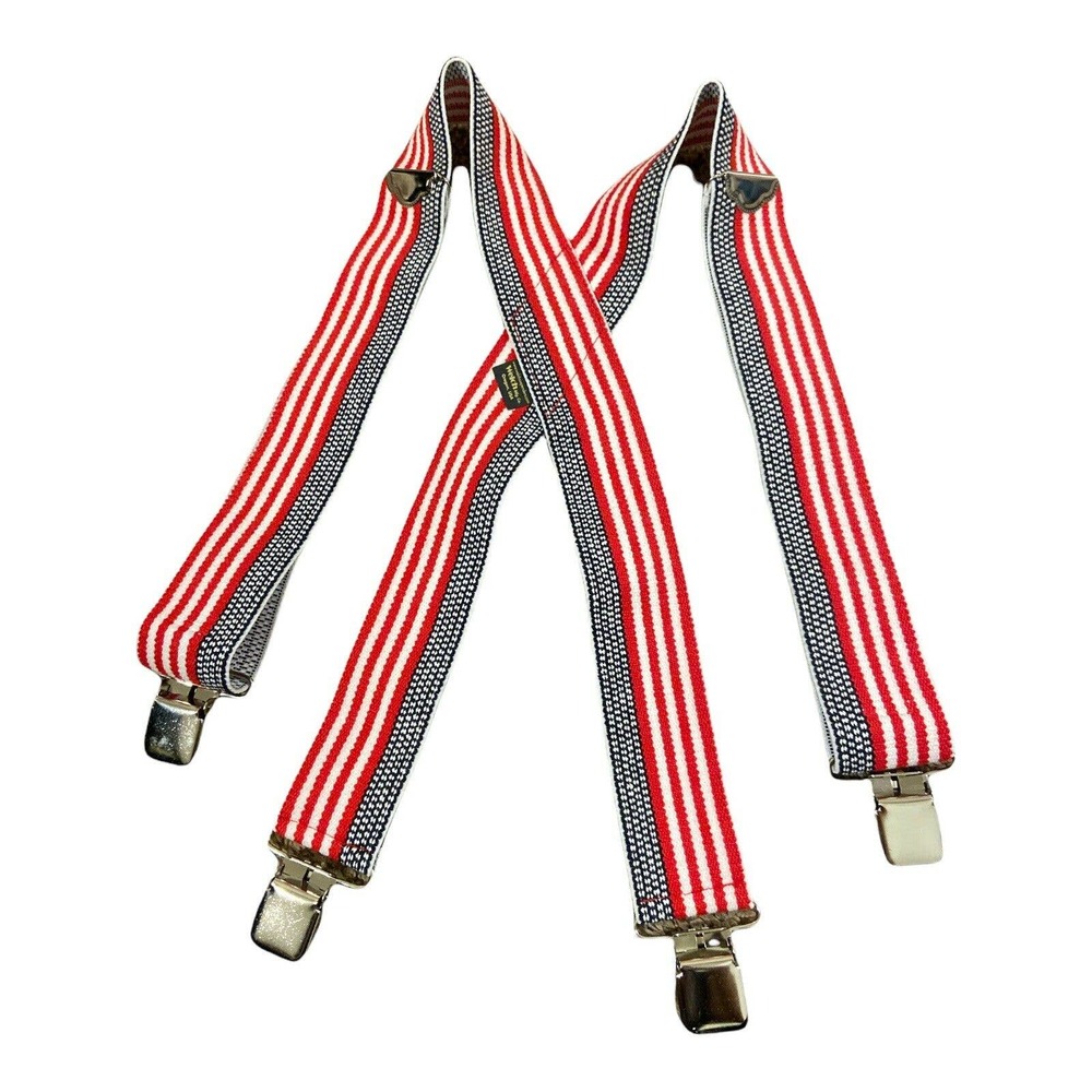 Welch‎ Mfg. Co. American Flag Clip End Suspenders Made In The USA